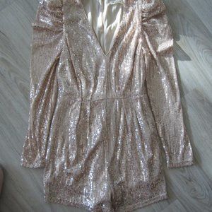 Top Style - Gold Sequin Hot Pant Romper - Size M - Juniors